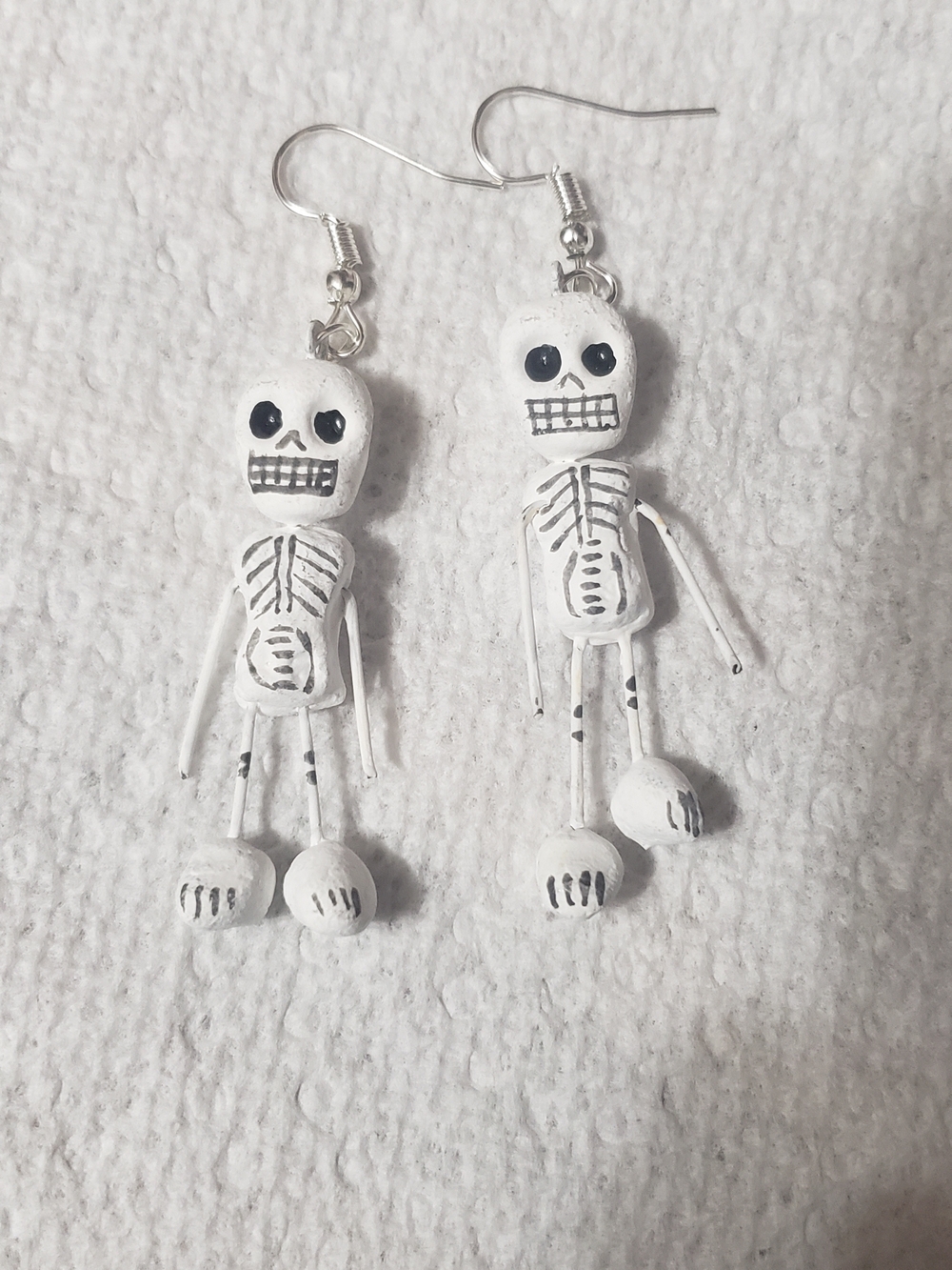 Handmade Skeleton Dangle Earrings - Women's Halloween Jewelry NEW